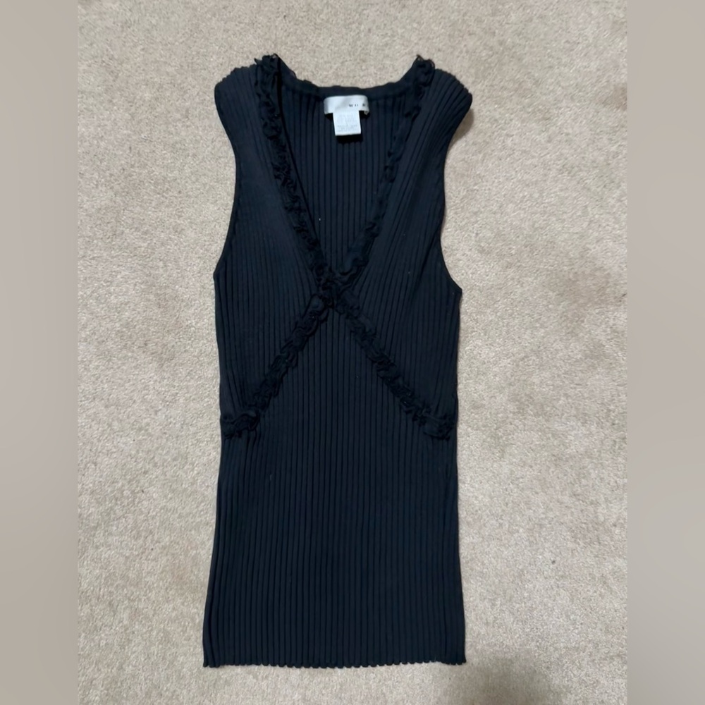 Black Sleeveless Ribbed Top